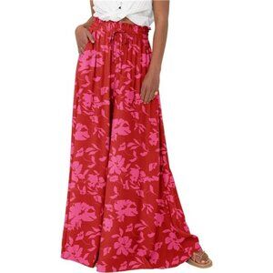 Women's Summer Wide Leg Palazzo Pants Print Red
